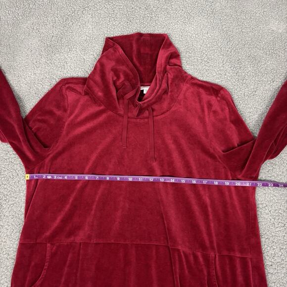 pureJill Velvet Velour Top Sz XL petite Turtleneck Crimson Red Pima Cotton Blend - Picture 7 of 14